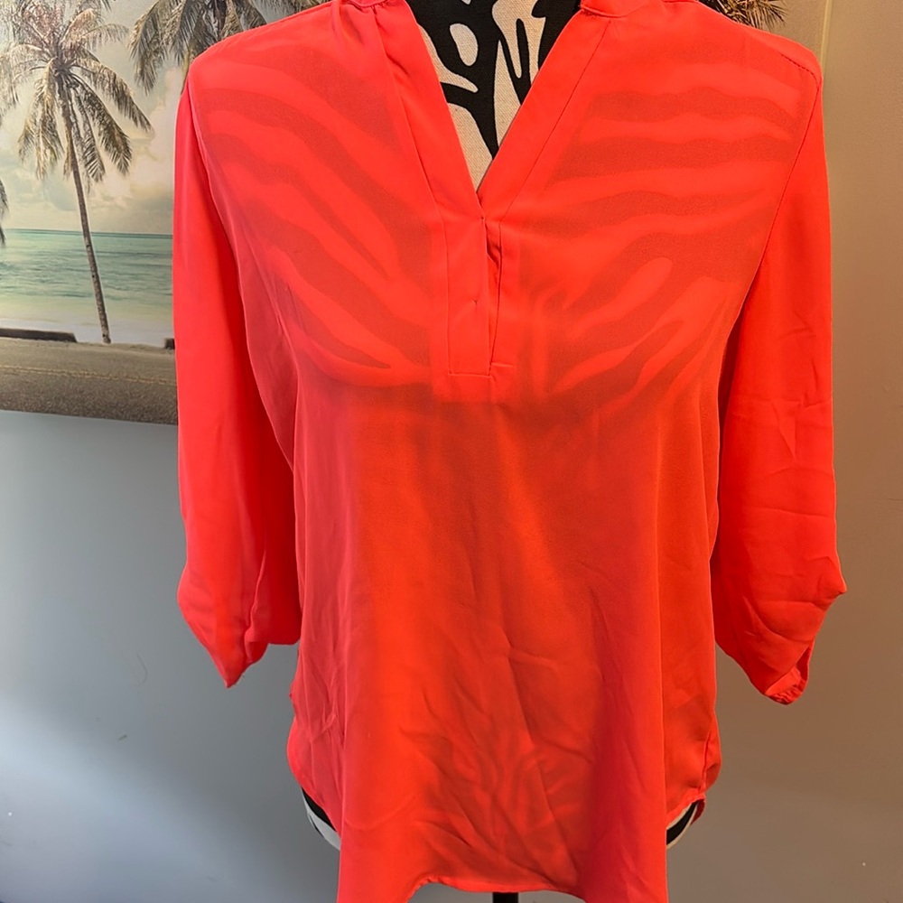 Eclipse sheer blouse in burnt orange- size small